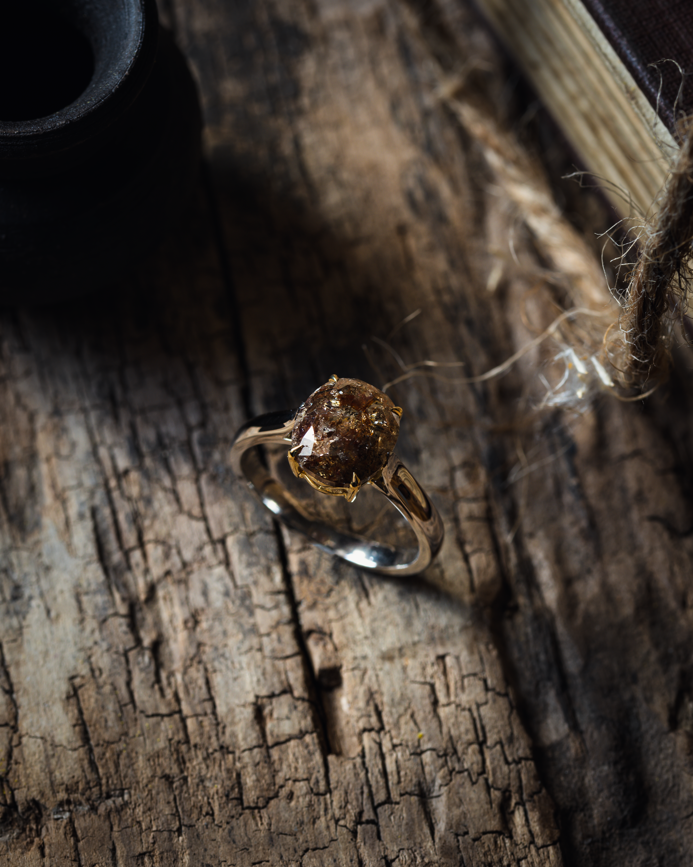 Oval salt and hot sale pepper diamond ring